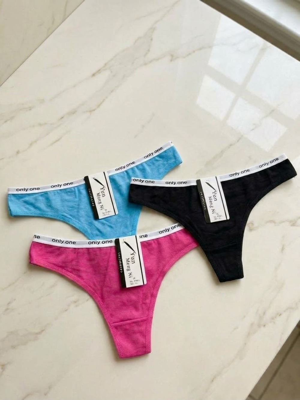 Women Cotton Bikini Briefs - Pink, Blue, Black - 3-Pack